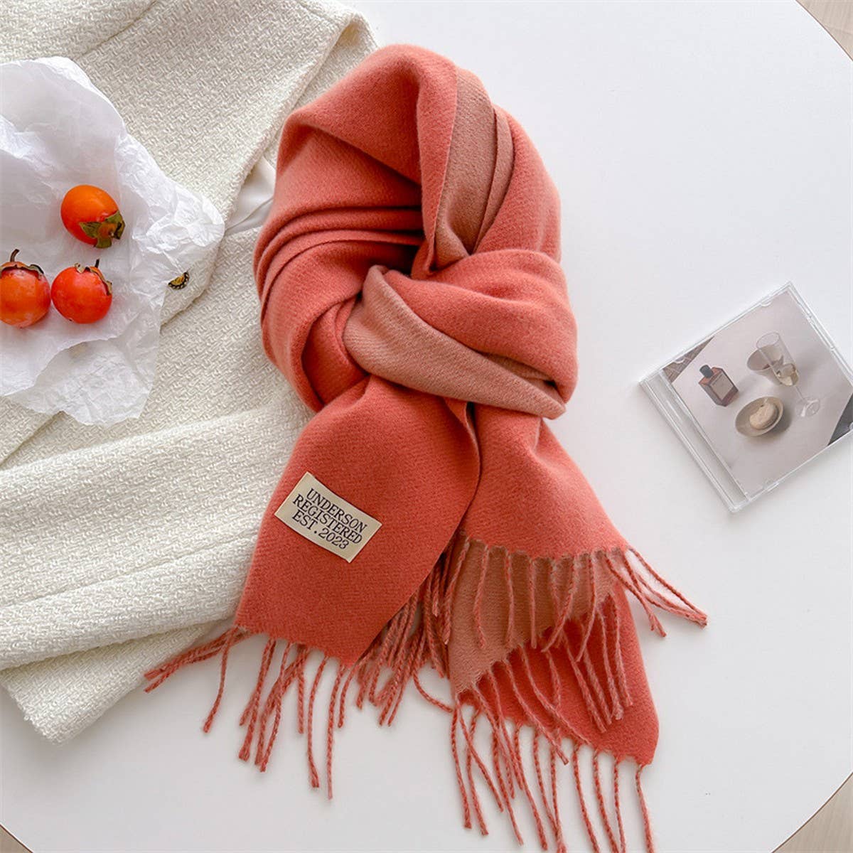 DOUBLE SIDED FAUX CASHMERE SCARF SOLID COLOR SHAWL_CWASC0968