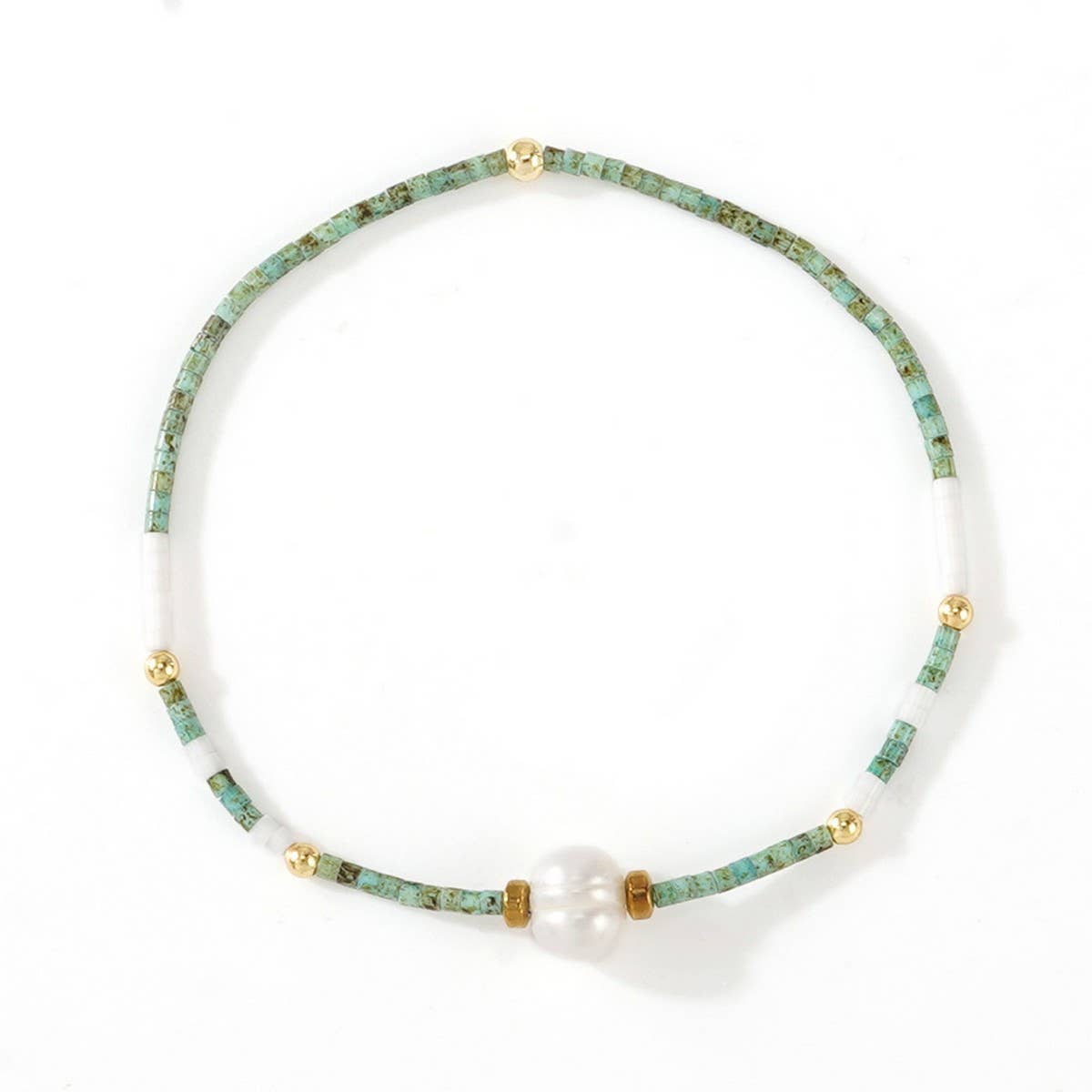 Zebra Camouflage Rice Pearl Single Pearl Bracelet_Cwmm3865