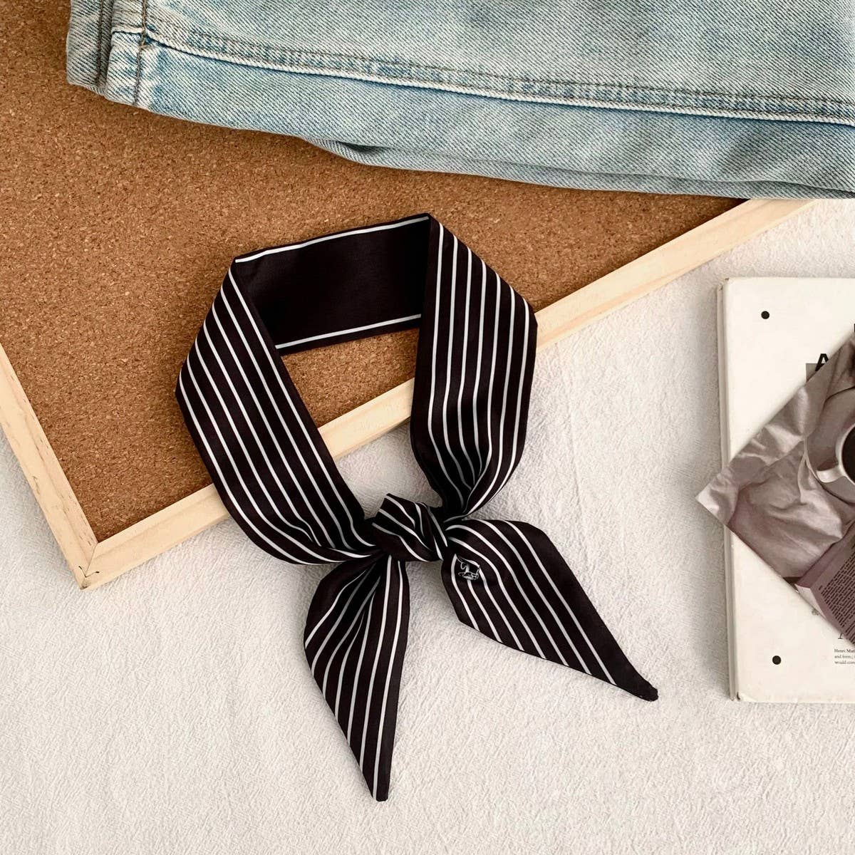Trendy Striped Scarf Hair Wrap Bag Tie_Cwasc02986