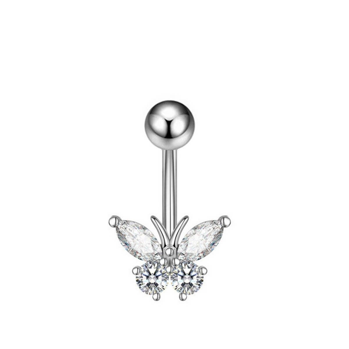 SEXY PINK BUTTERFLY CZ NAVEL RING PIERCING_CWMM9381
