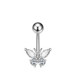 SEXY PINK BUTTERFLY CZ NAVEL RING PIERCING_CWMM9381