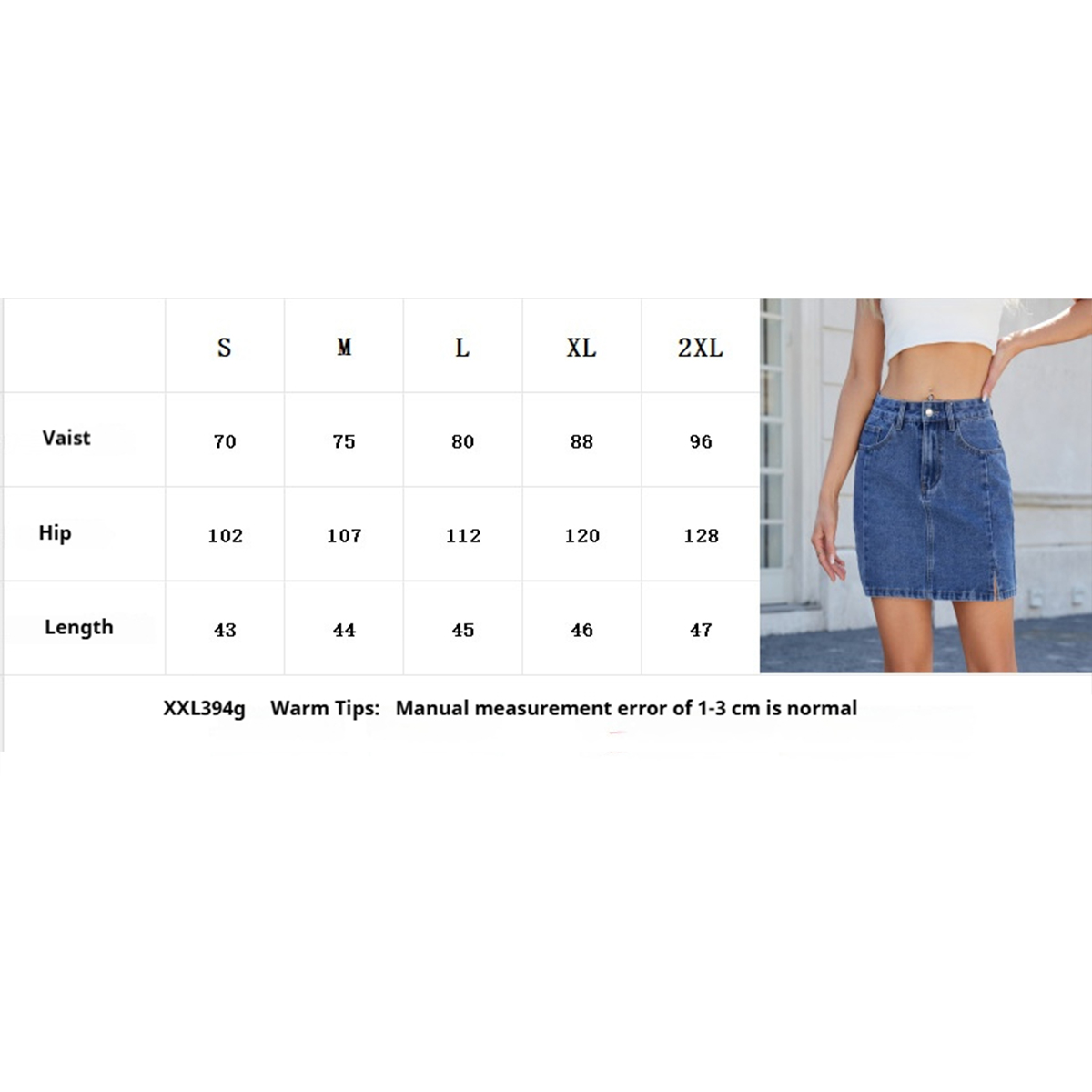Wome Washed Denim Bodycon Skirt With Slit_Cwjsk0207