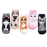 CUTE CAT PATTERN ANKLE SOCKS_CWMS0210