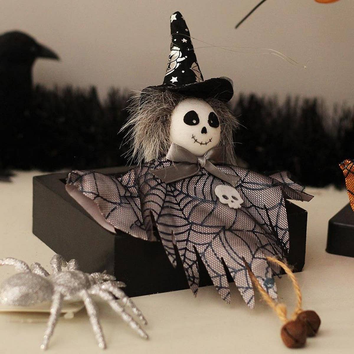 HALLOWEEN PUMPKIN GHOST WITCH DOLL ORNAMENT_CWMM9823