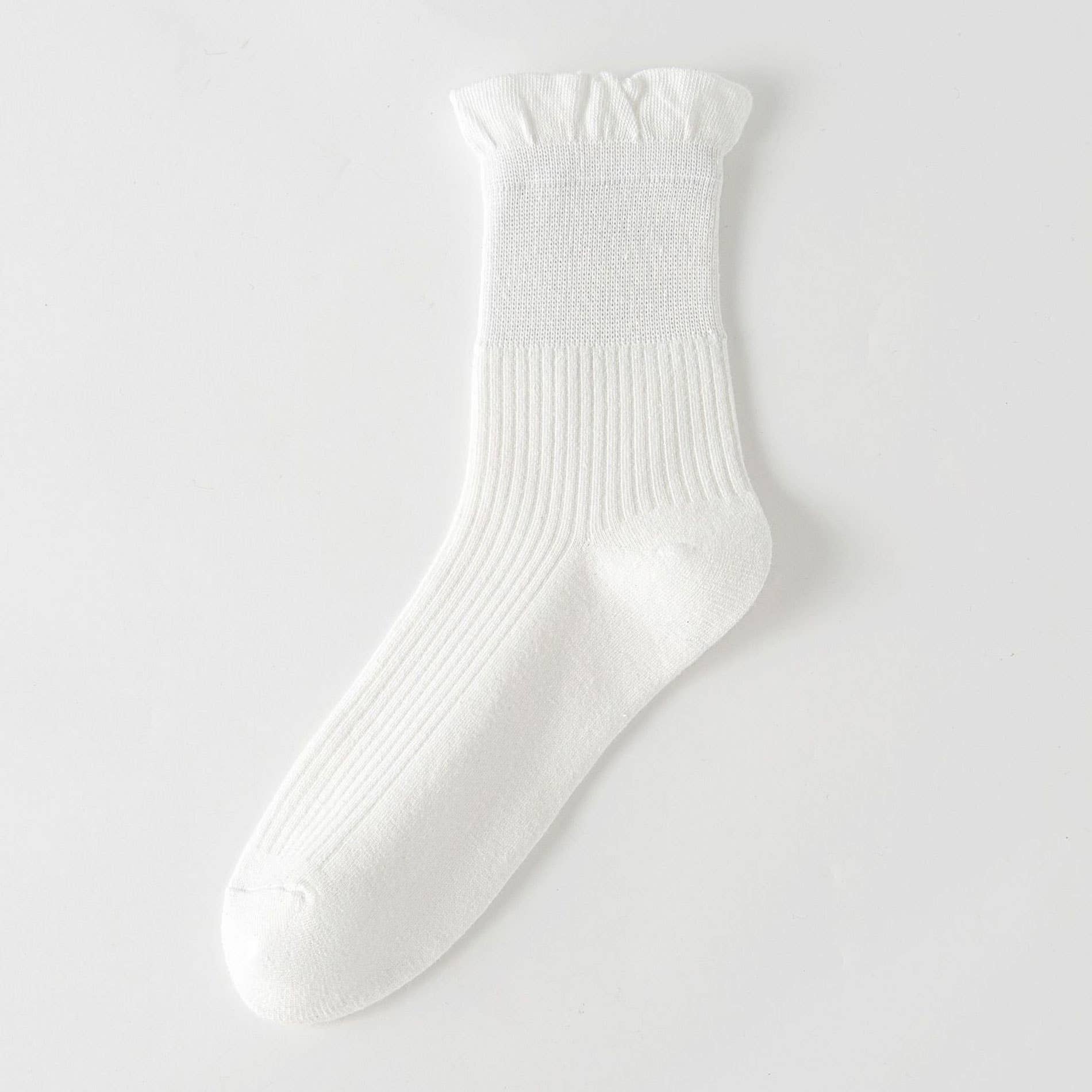 THIN SOLID RUFFLE CREW SOCKS FOR SUMMER_CWMS1374