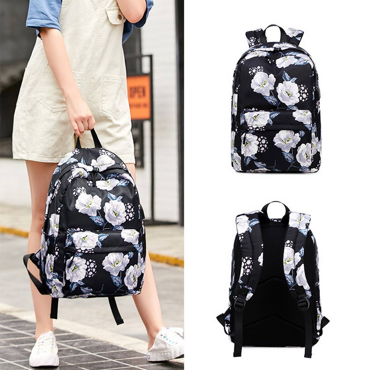 BACKPACKS FOR SCHOOL FLORAL OXFORD LARGE CAPACITY_CWAB5512