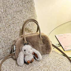FLUFFY FOX FUR BAG WOMEN FASHION SHOULDER TOTE_CUAB00568