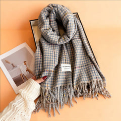 Houndstooth Pattern Winter Warm Cashmere Scarf_Cwasc03266