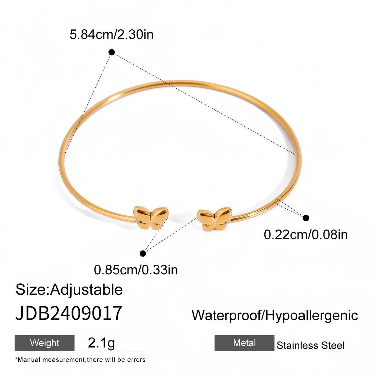 ELEGANT TITANIUM STEEL BOW OPEN BRACELET PLATED_CWAJE4760