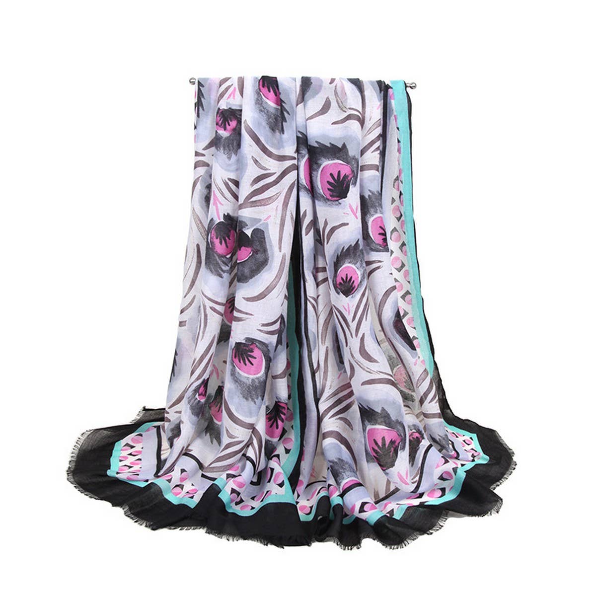 Floral Print Satin Scarf Spring Beach Wrap_Cwasc0681