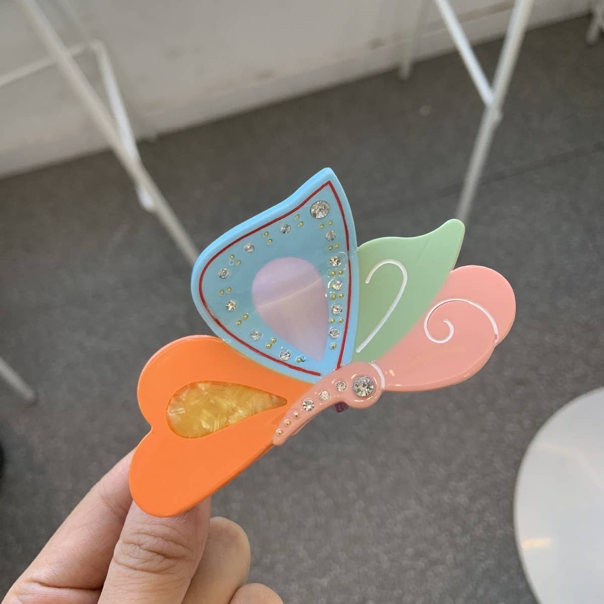 RHINESTONE BUTTERFLY HAIR CLAW CHIC SIMPLE CLIP_CWASC1599