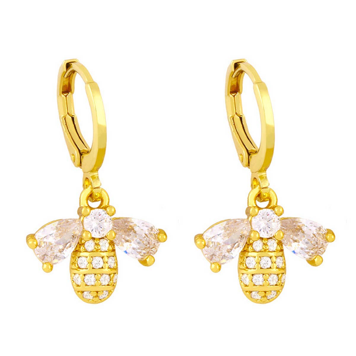 CUTE LITTLE BEE ZIRCON EARRINGS_CWAJE1014