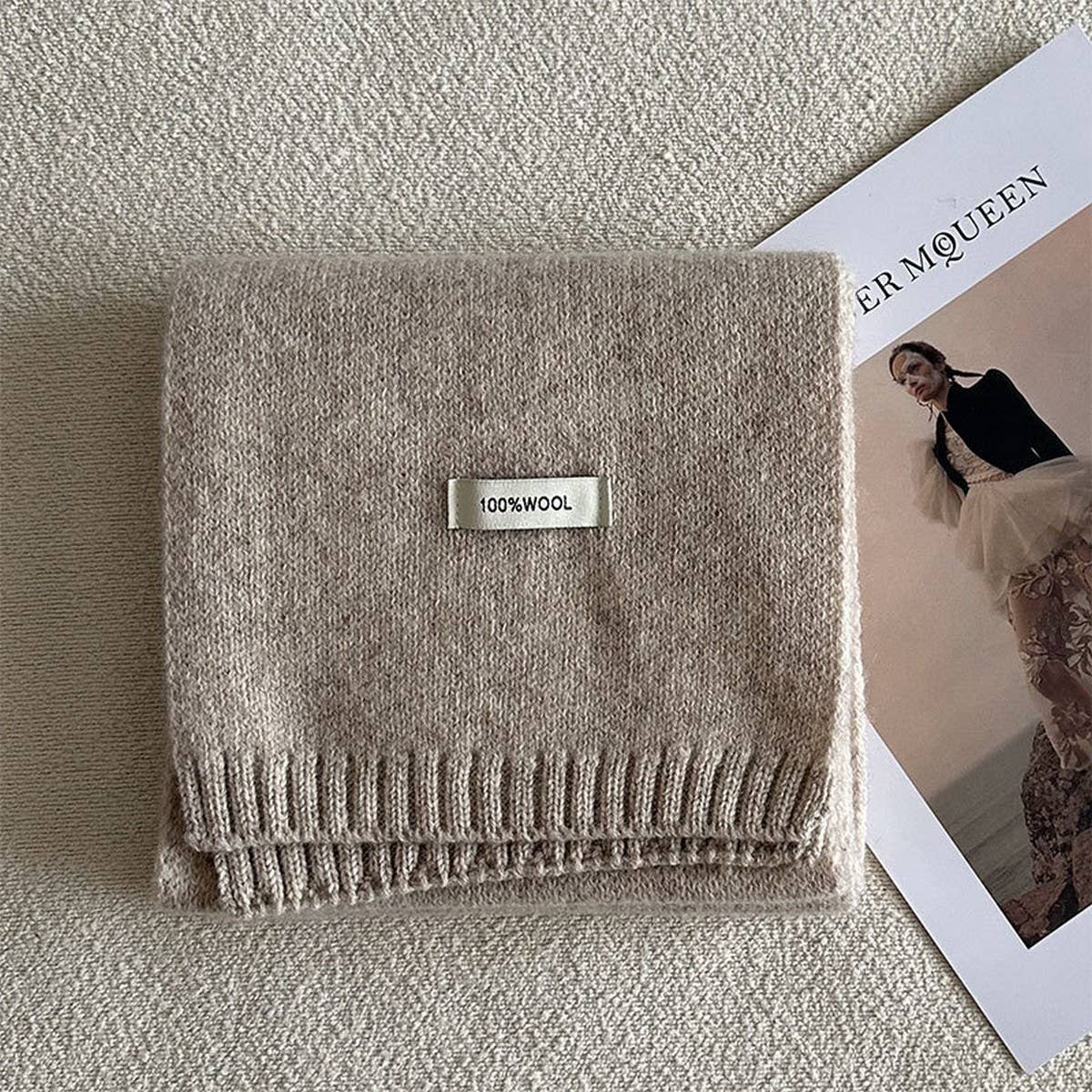 100% WOOL AURORA BLUE KNIT SCARF SOFT WARM_CWASC2285