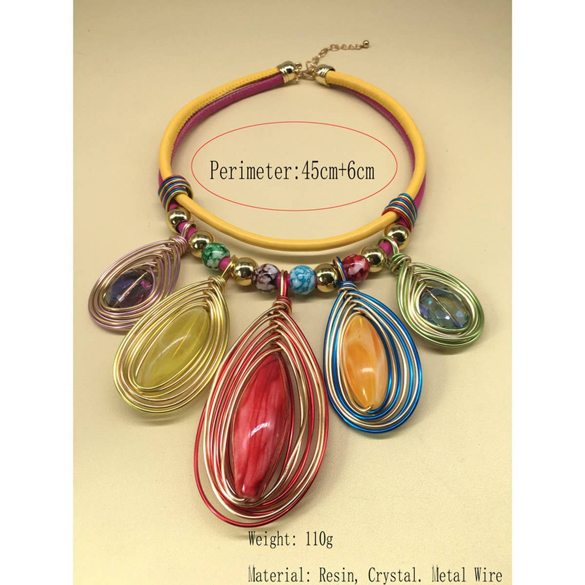 EXAGGERATED HAND WOVEN RESIN NECKLACE SET_CWMM4920