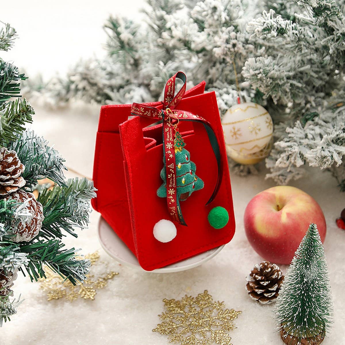 Felt Xmas Apple Bag Gift Box Tote Pouch_Cwmm10578