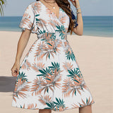 SUMMER RUCHED WAIST DRESS V NECK SLIM FIT_CWDMD5959