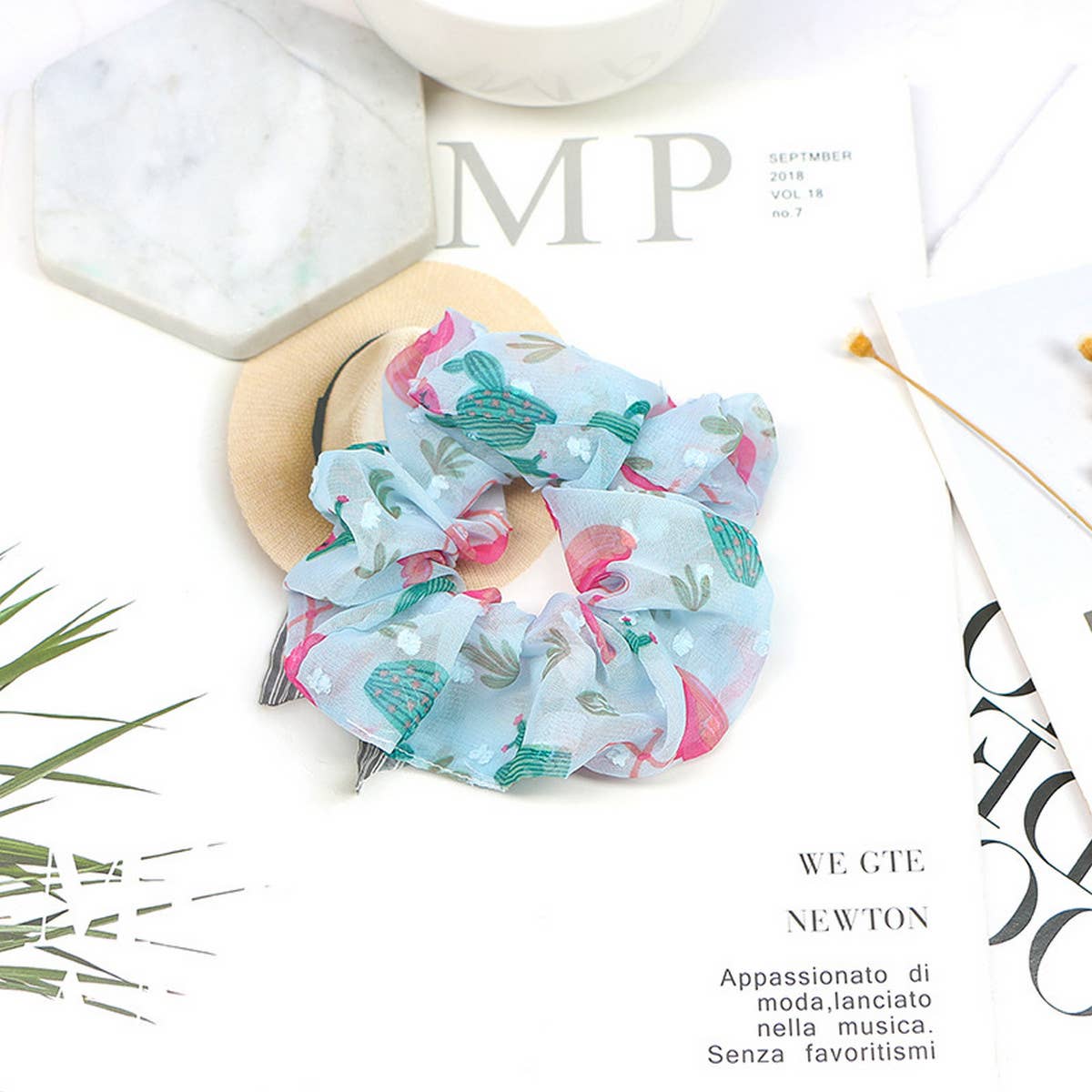 NEW FLAMINGO MESH HAIR TIE_CWAHA1018