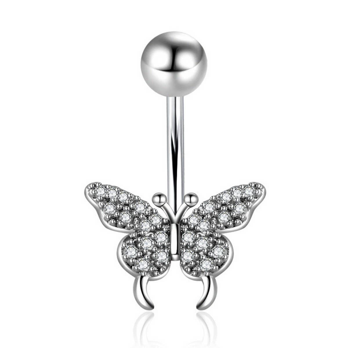 CZ BUTTERFLY BELLY BUTTON RING PIERCING JEWELRY_CWMM9378