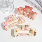 INK FLOWER CUTOUT HAIR CLAW ELEGANT DAILY STYLE_CWAHA2293