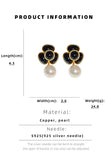 BLACK FLOWER DANGLE EARRINGS_CWAJE0313