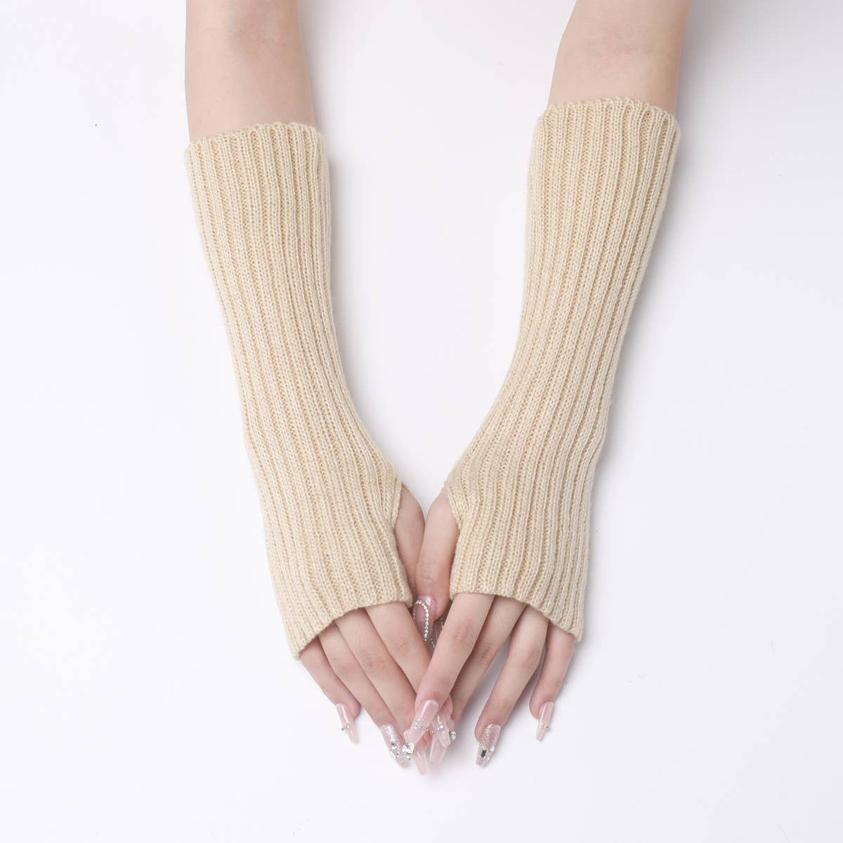 Long Knitted Warm Fingerless Gloves_Cwag0096