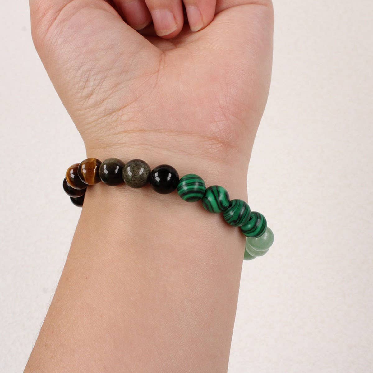 Colorful Round Beaded Natural Stone Bracelet_Cwmm11258
