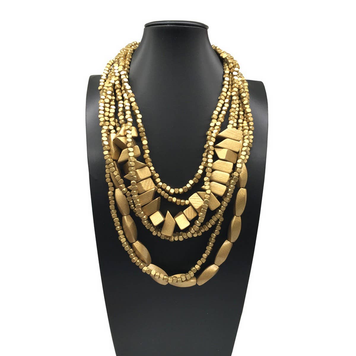 MULTI LAYERED IRREGULAR WOODEN BEADS NECKLACE_CWMM4556