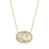 Womens Oval Lucky Charm Pendant Necklace_Cwmm3923