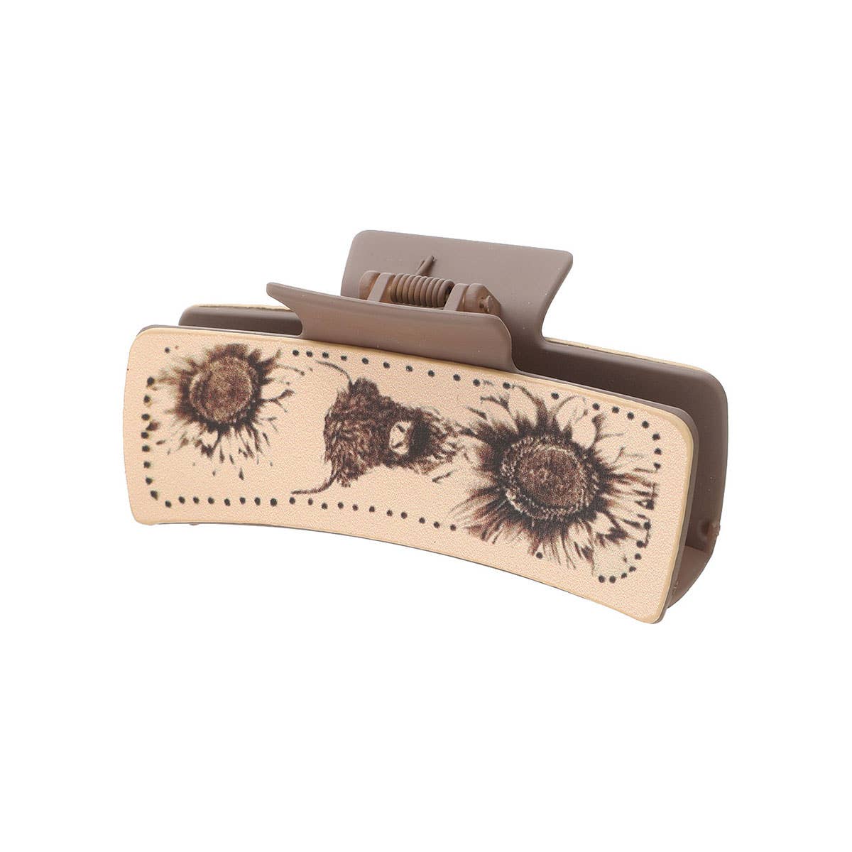 Western Bull Print Leather Hair Claw For Women_Cwasc1631