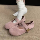 Vintage Red Suede Flats For Women With Soft Sole