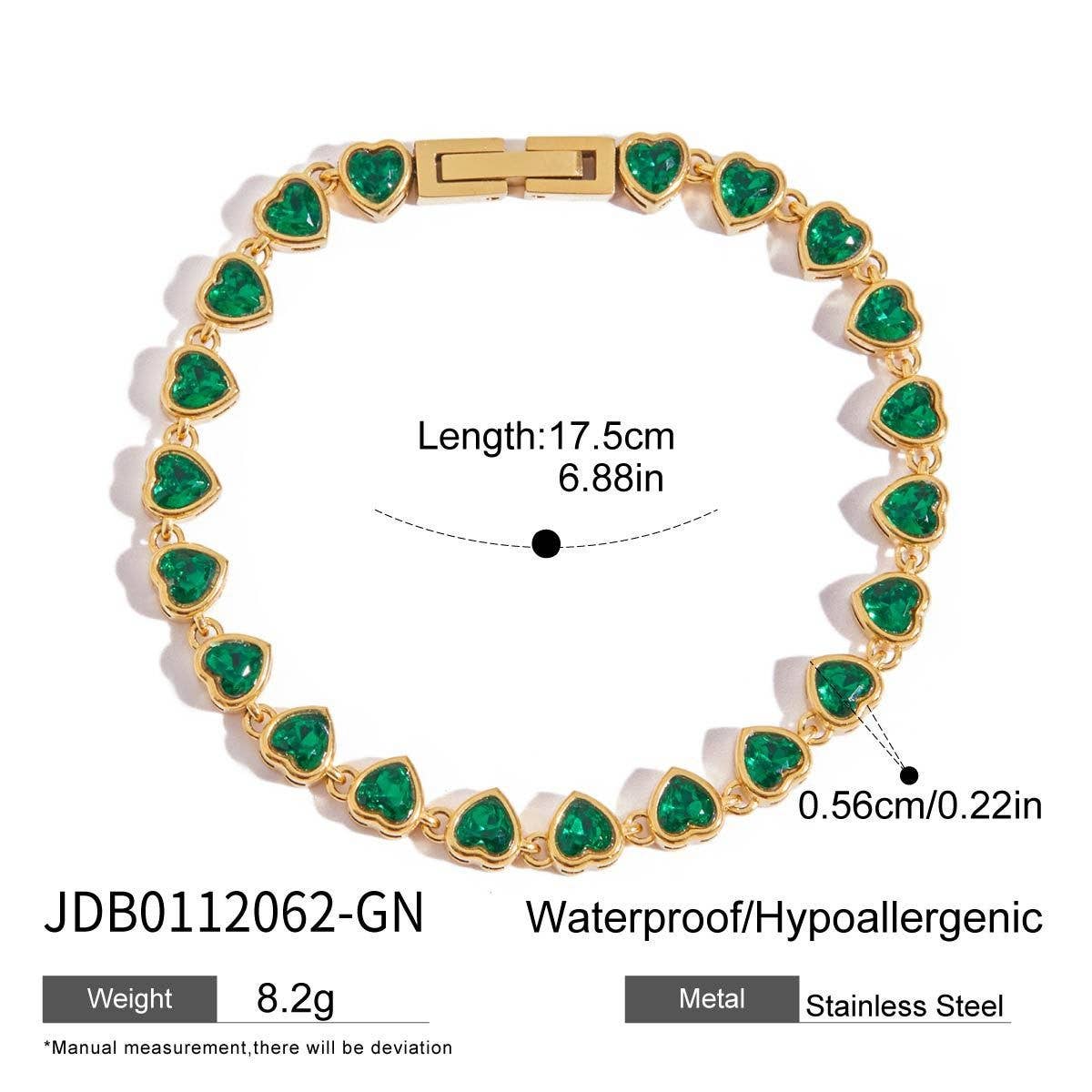 18K GOLD GREEN ZIRCON TENNIS CHAIN BRACELET_CWAJE4780