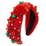 Christmas Pearl Headband With Drill Band