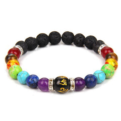 Cwaje3875_Simple Elastic Cord Colorful Stone Bead Bracelet