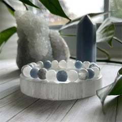 Aquamarine Natural Stone Beaded Bracelet_Cwmm11408