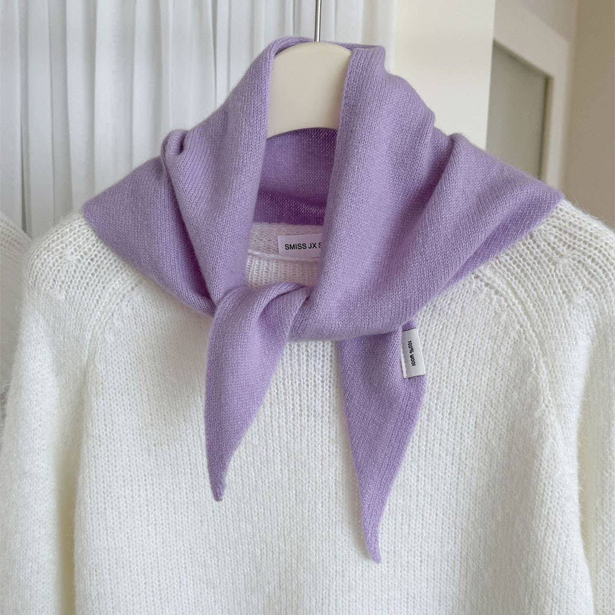 Pure Wool Knit Triangle Scarf Multi-Use_Cwov00279