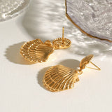 LUXURY STAINLESS STEEL OCEAN SHELL EARRINGS_CWASC1663