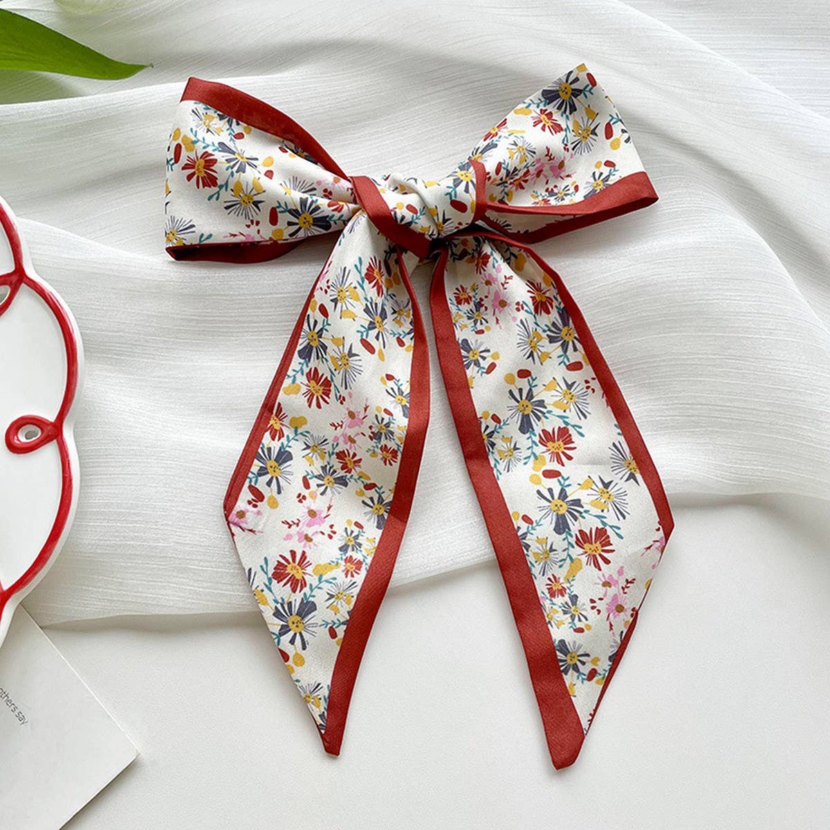 RED SKINNY TWILLY SCARF HAIR RIBBON ACCESSORY_CWASC1981