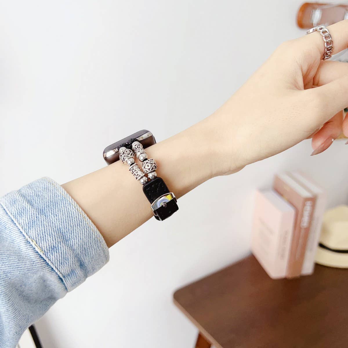 IWATCH8 1 SE TIBETAN SILVER GENUINE LEATHER STRAP_CWWW0071