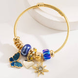 BEADED STEEL BRACELET WITH ENAMEL BUTTERFLY STAR_CWMM8564
