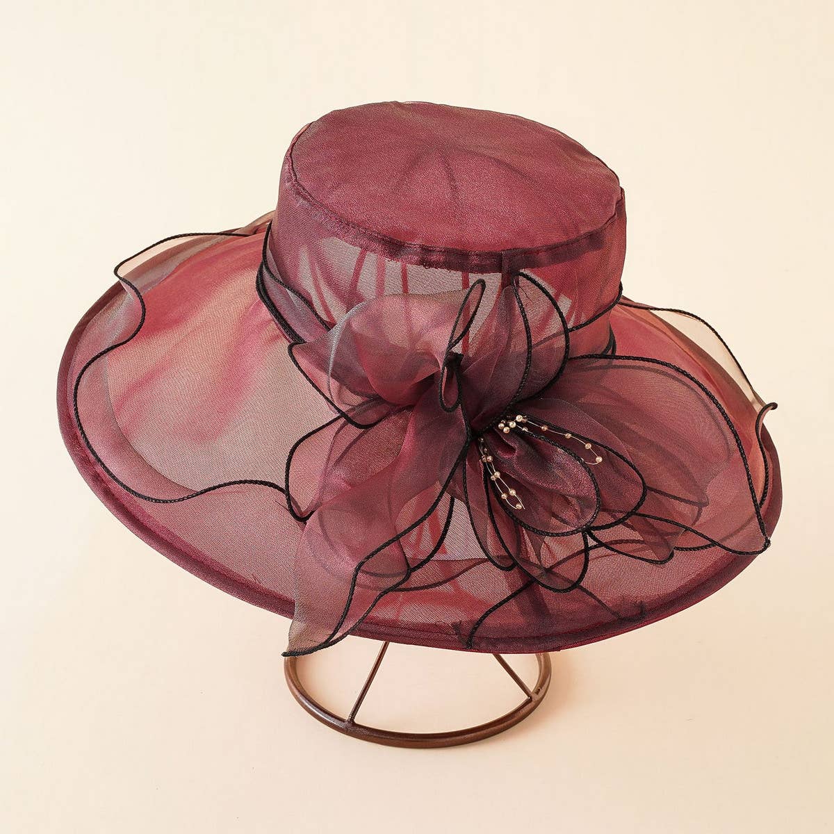 FLOWER MESH BEACH SUN HAT_CWAH1409