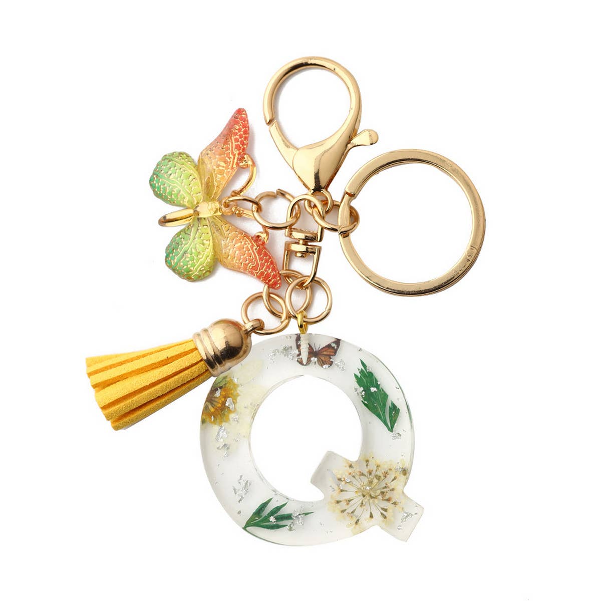 DRIED FLOWER PRINTED LETTER KEYCHAIN_CWMM1305