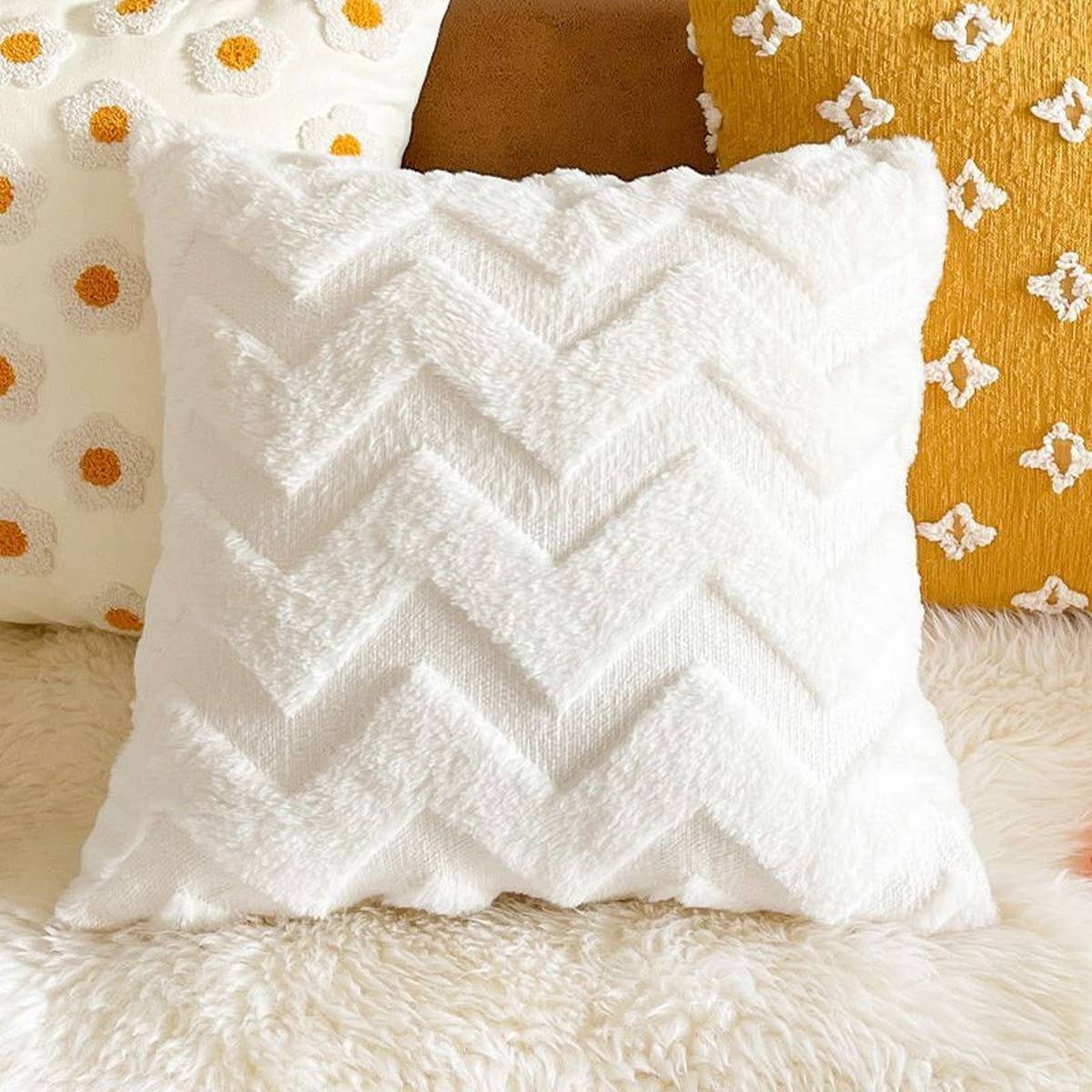 HOUNDSTOOTH EMBROIDERED ABSTRACT PILLOW COVER DECOR_CWMM7687