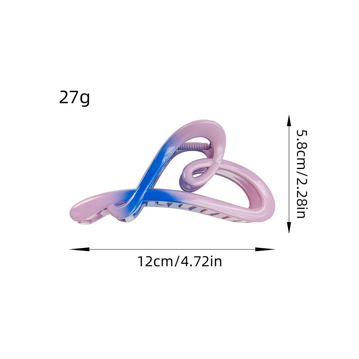 GRADIENT HEART HAIR CLAW SWEET PONYTAIL SHARK CLIP_CWAHA1585