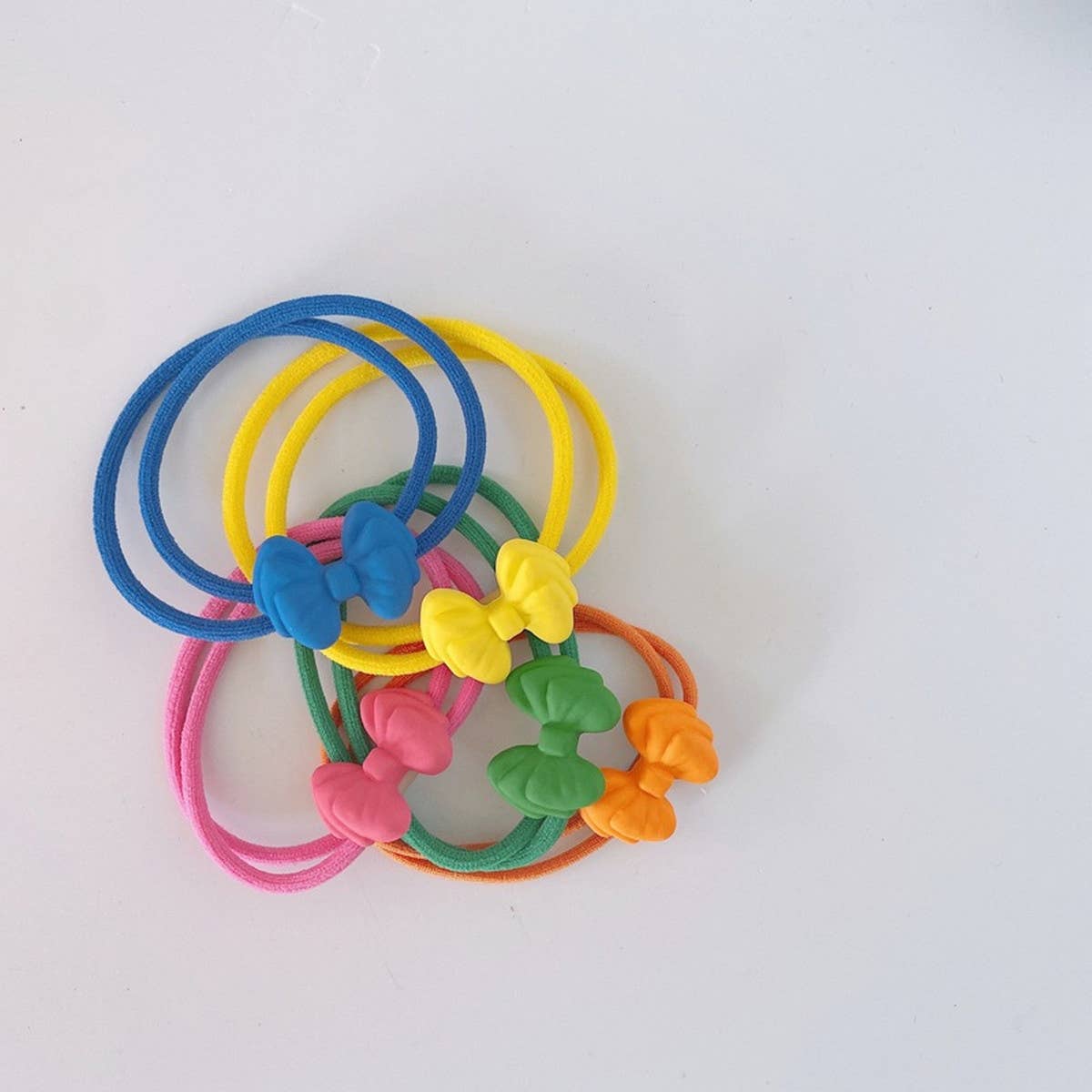 RAINBOW BEAR HEART BOW HAIR TIE_CWAHA1836