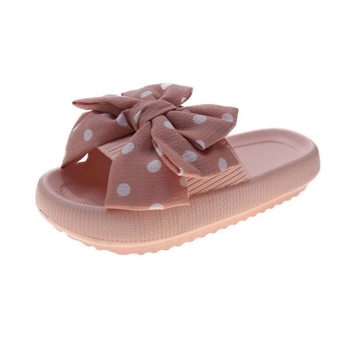 STYLISH THICK SOLED CUTE POLKA DOT BOW SLIPPERS_CWSHS0639