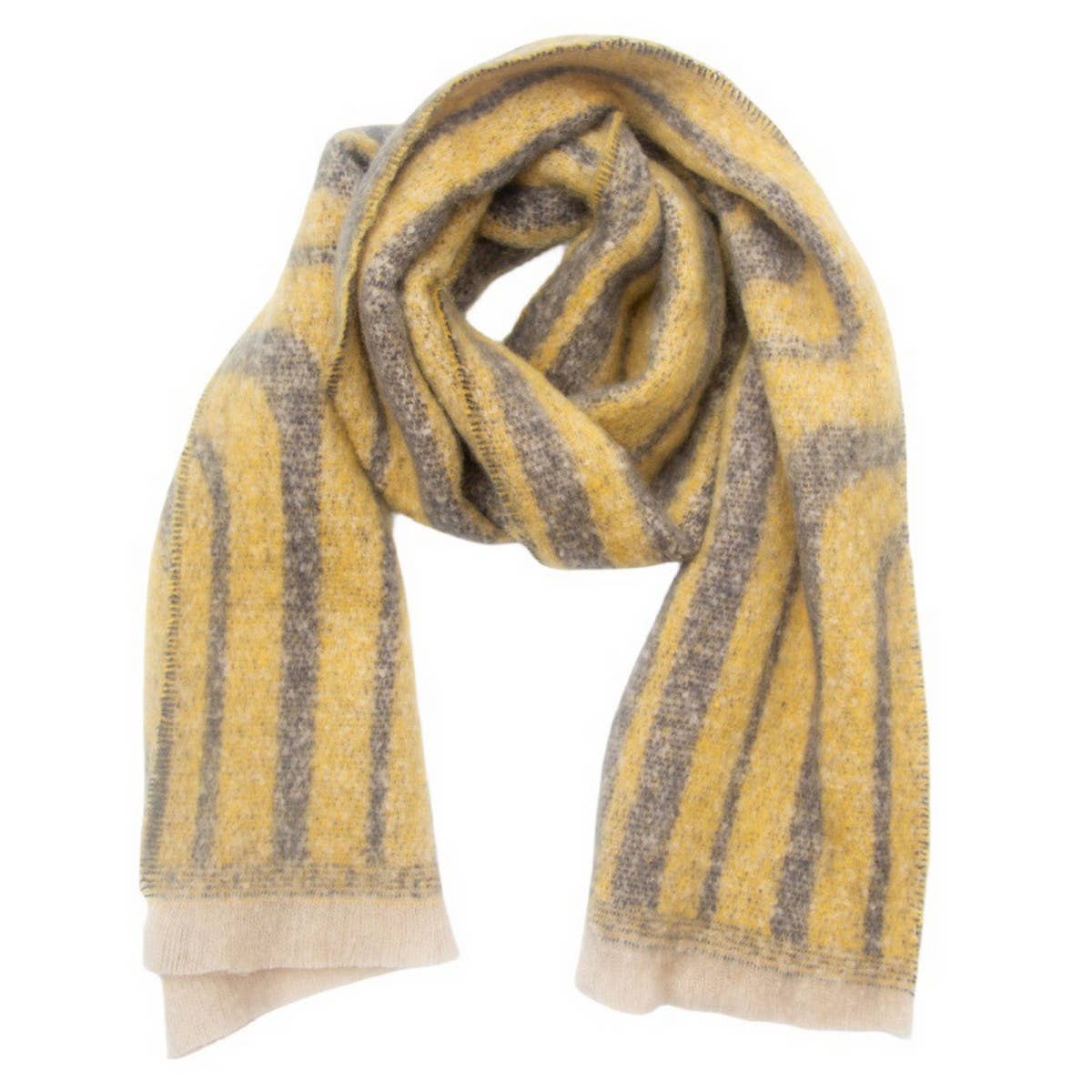 GEOMETRIC LOOP YARN WINTER SCARF WITH SHAWL WRAP_CWASC0870