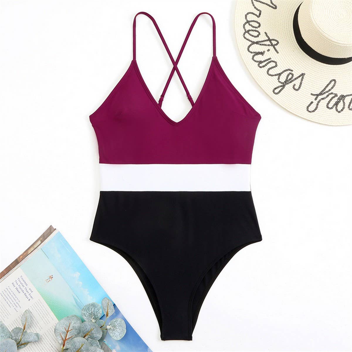 SEXY COLOR BLOCK QUICK DRYING ONE PIECE SWIMSUIT_CWMW0623