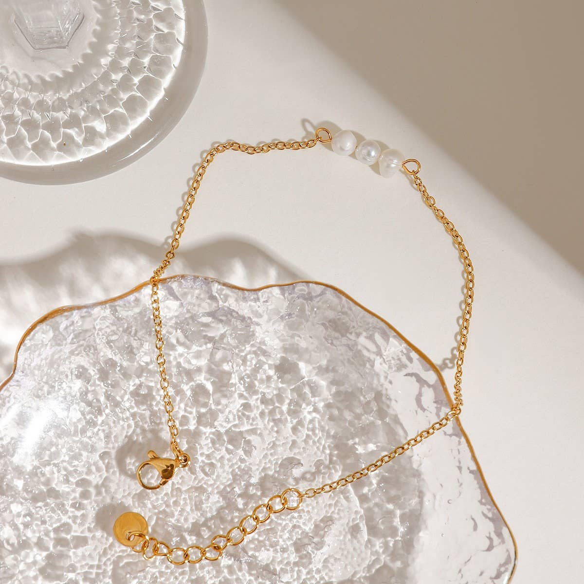 18K GOLD FRESHWATER PEARL ANKLET STAINLESS STEEL_CWAJE4751