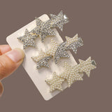 STARFISH FIVE POINTED STAR PEARL DUCKBILL HAIRPIN_CWAHA4660