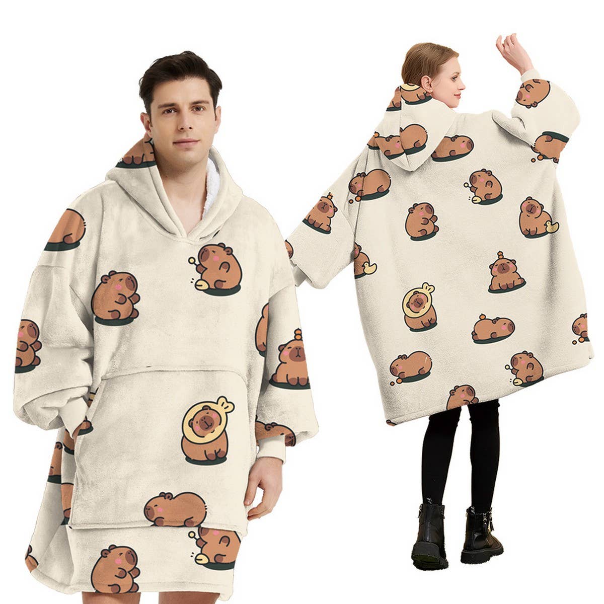 Wearable Flannel Sleeve Blanket With Big Pocket